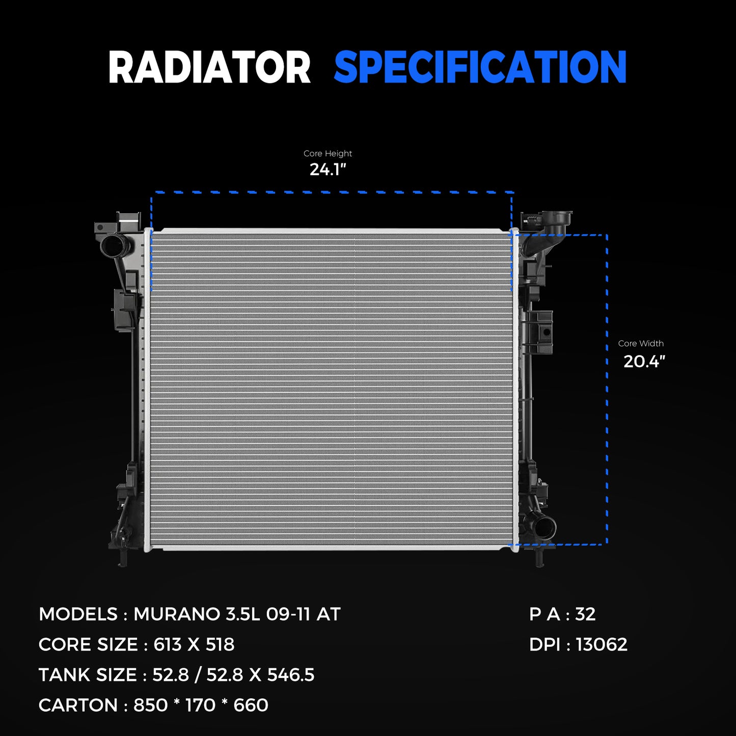 13062 Radiator for Dodge Grand Caravan Town & Country VW Routan 4.0L 3.6L 3.3 V6