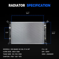 13301 Radiator for 2011-2019 Chevrolet Silverado 2500 HD 2011-2019 GMC SIERRA