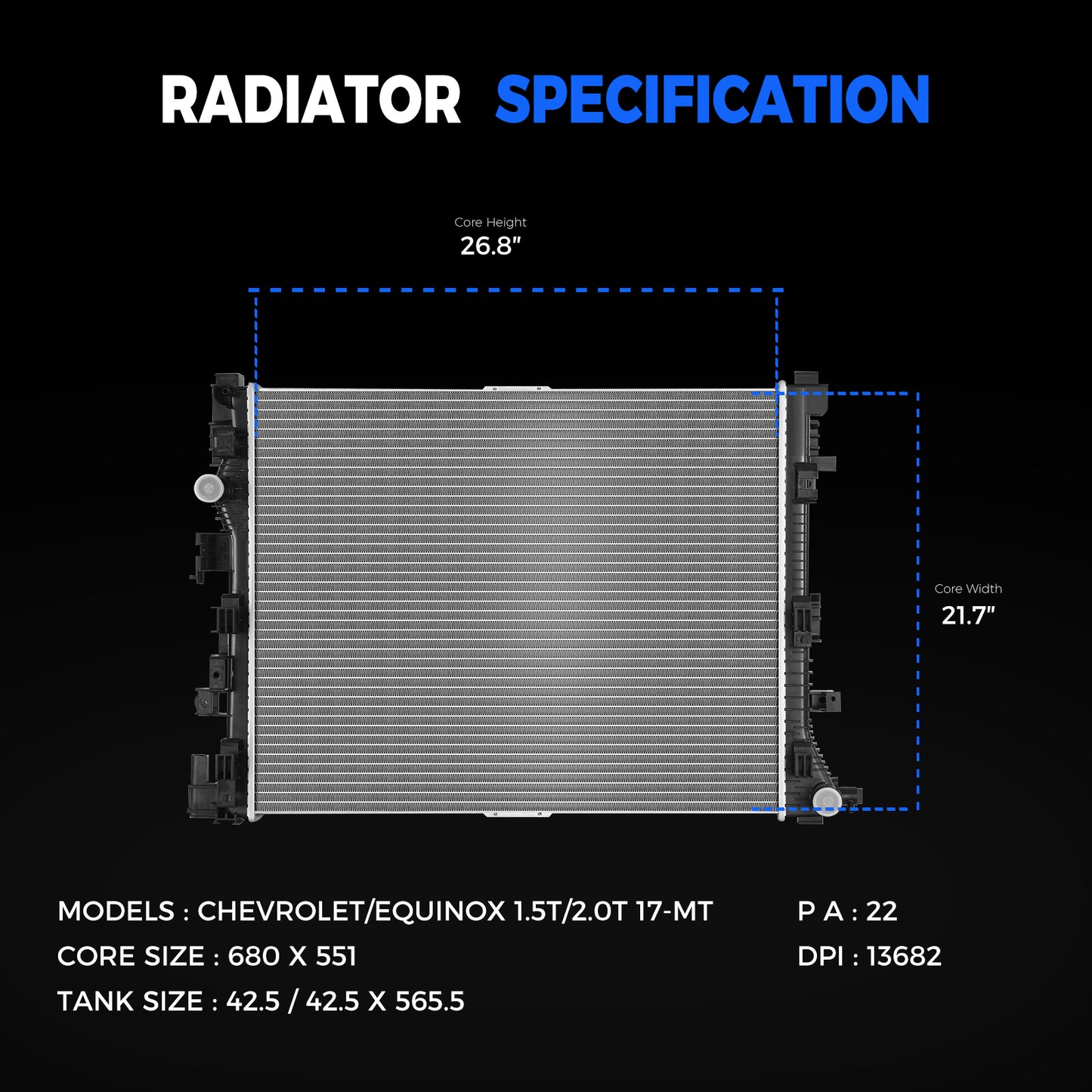13682 Radiator for Chevry Equinox GMC Terrain LS LT Premier Sport 1.5L 2.0L