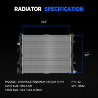 13682 Radiator for Chevry Equinox GMC Terrain LS LT Premier Sport 1.5L 2.0L