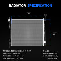 13200 Radiator for Jeep Grand Cherokee 2011-2015 3.6L / 11-21 5.7L / 14-21 6.4L