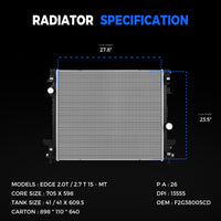 Radiator for 2015-2024 Ford Edge 2016-2018 Lincoln MKX CU13555